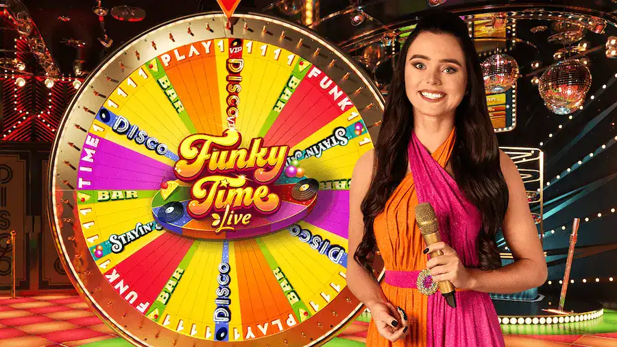 La gigantesca DigiWheel de Funky Time con 64 segmentos y multiplicadores.